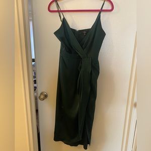 Lulus Fabulous Affair Emerald green Satin cocktail dress